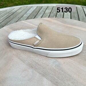 Vans Asher Mule Womens 6 Brown Suede Sherpa Slip On Shoes New